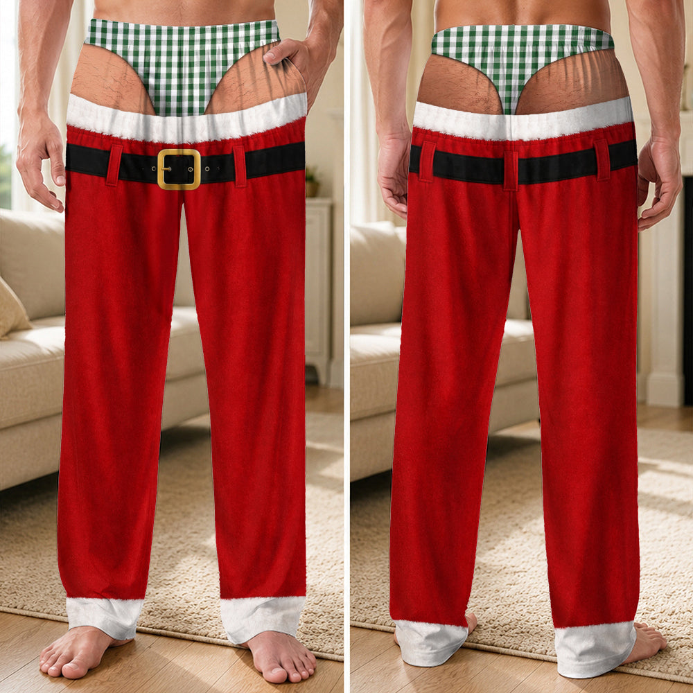 Personalized Funny Santa USA Flag Fake Underwear Sweatpants – Novelty Christmas Pants, Festive Gift For Him CH07 180396