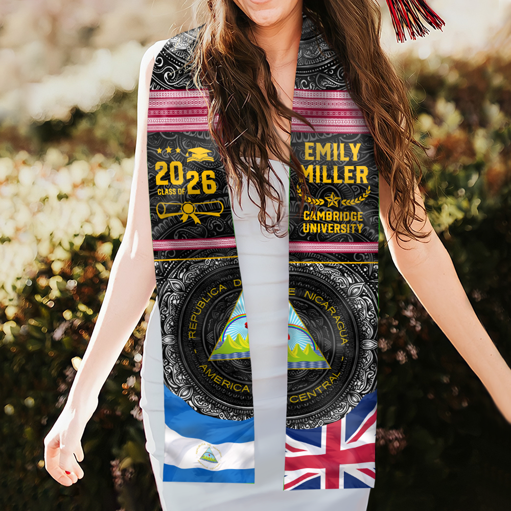 Custom Name Country Flag Class of 2026 Graduation Celebration Stole LM32 897689