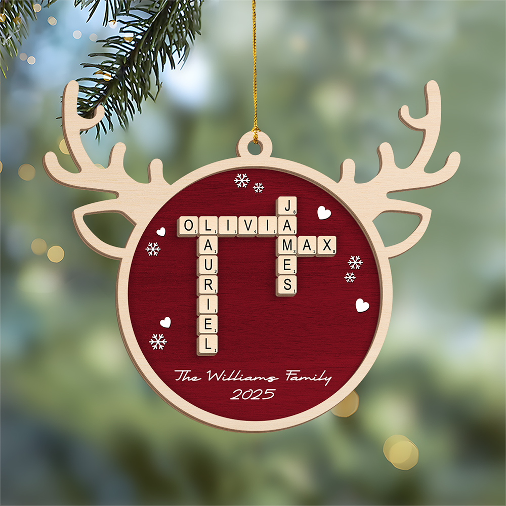 Personalized Family Name Scrabble Christmas 2 Layer Wooden Ornament LM32 895441