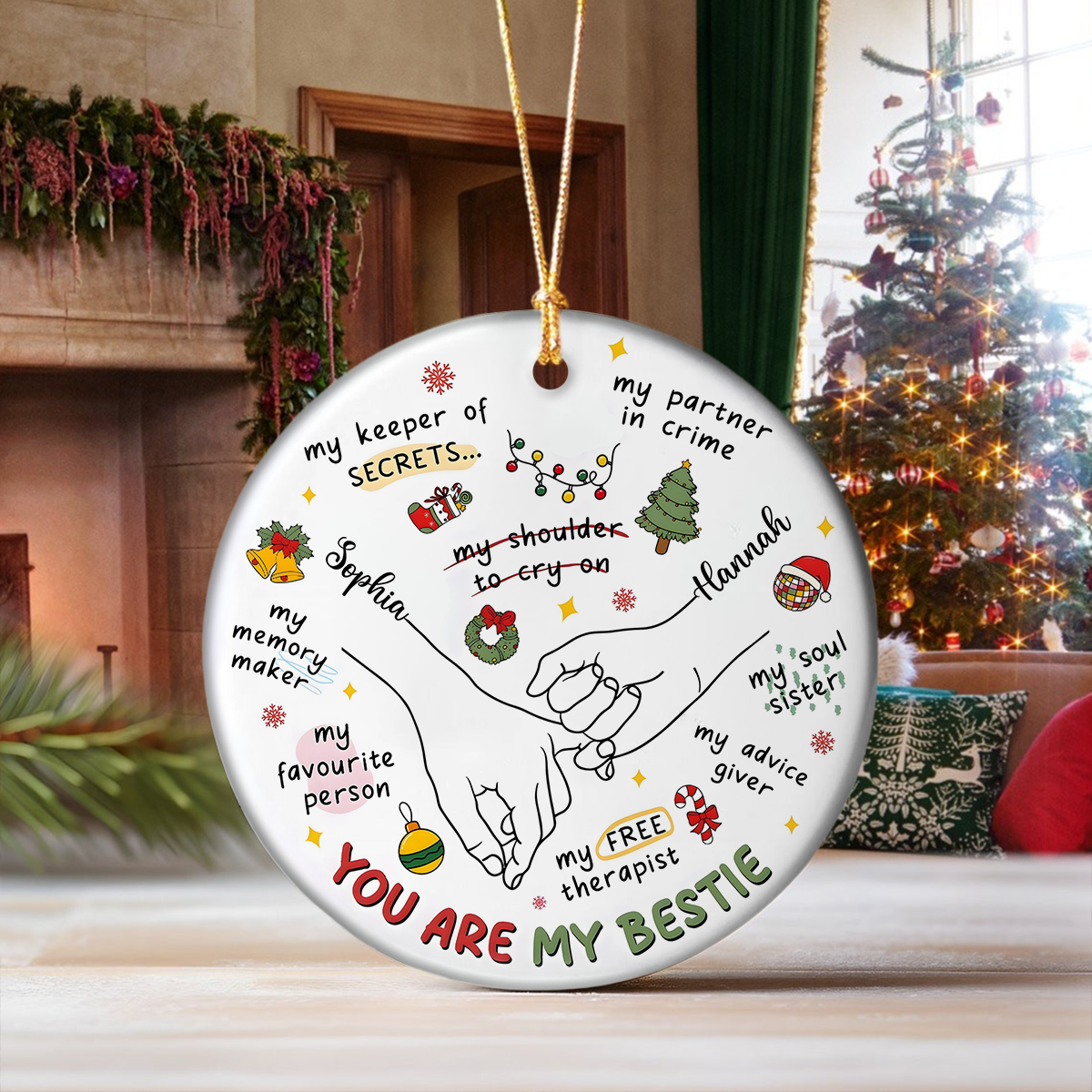 You're My Bestie Personalized Ceramic Ornament Gift For Sister Besties BFF TH10 894855