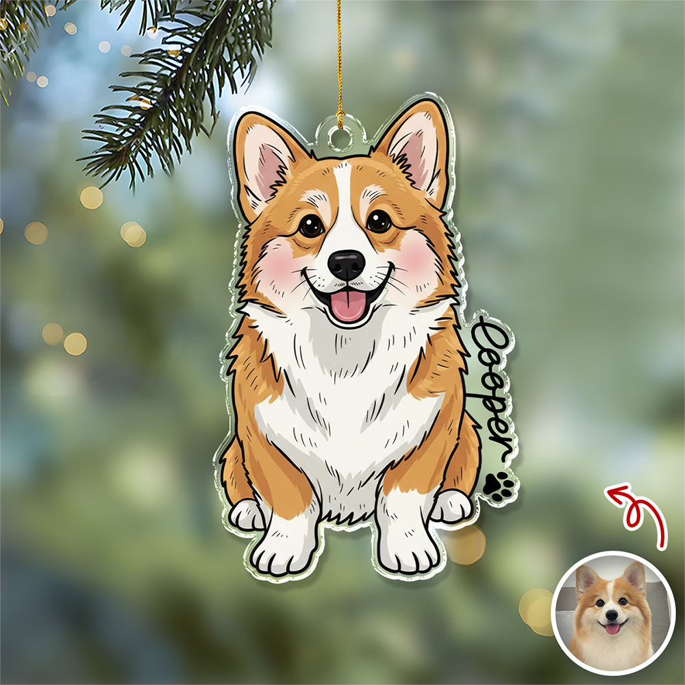 Custom Cute Dog Photo Portrait Christmas Decoration Acrylic Ornament LM32 895713
