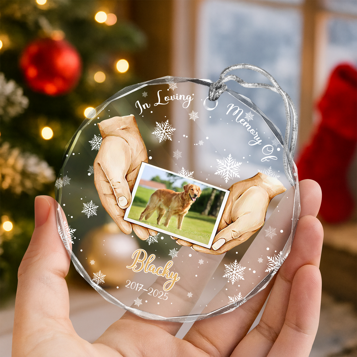Custom Pet Photo Memorial Glass Ornament TH10 894999