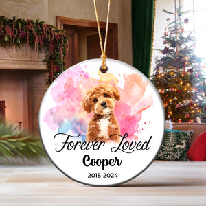 Custom Photo Christmas Forever Loved Dog Memorial Ceramic Ornament CH07 896810