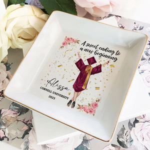 A Sweet Ending To A New Beginning Personalized Jewelry Dish Graduation Gift HA75 891930