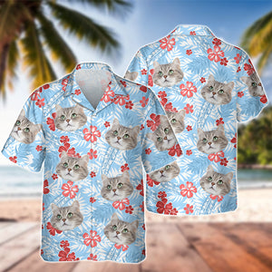 Custom Photo Funny Face Cat Family Hawaii Shirt Summer Gift HA75 892254