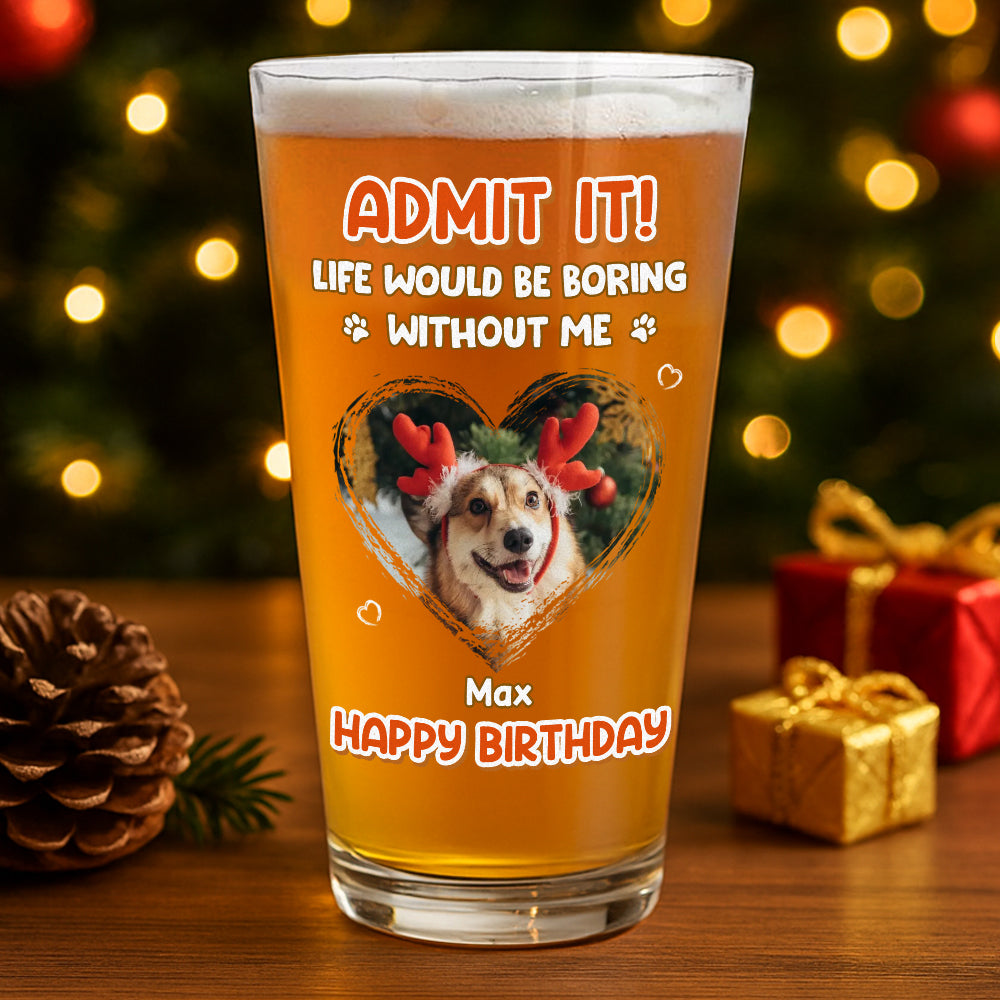 Custom Photo Dog Cat Admit It Print Beer Glass HA75 892824