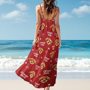 Custom Photo and Name I Love My Dog V-Neck Cami Maxi Dress HA75 892146