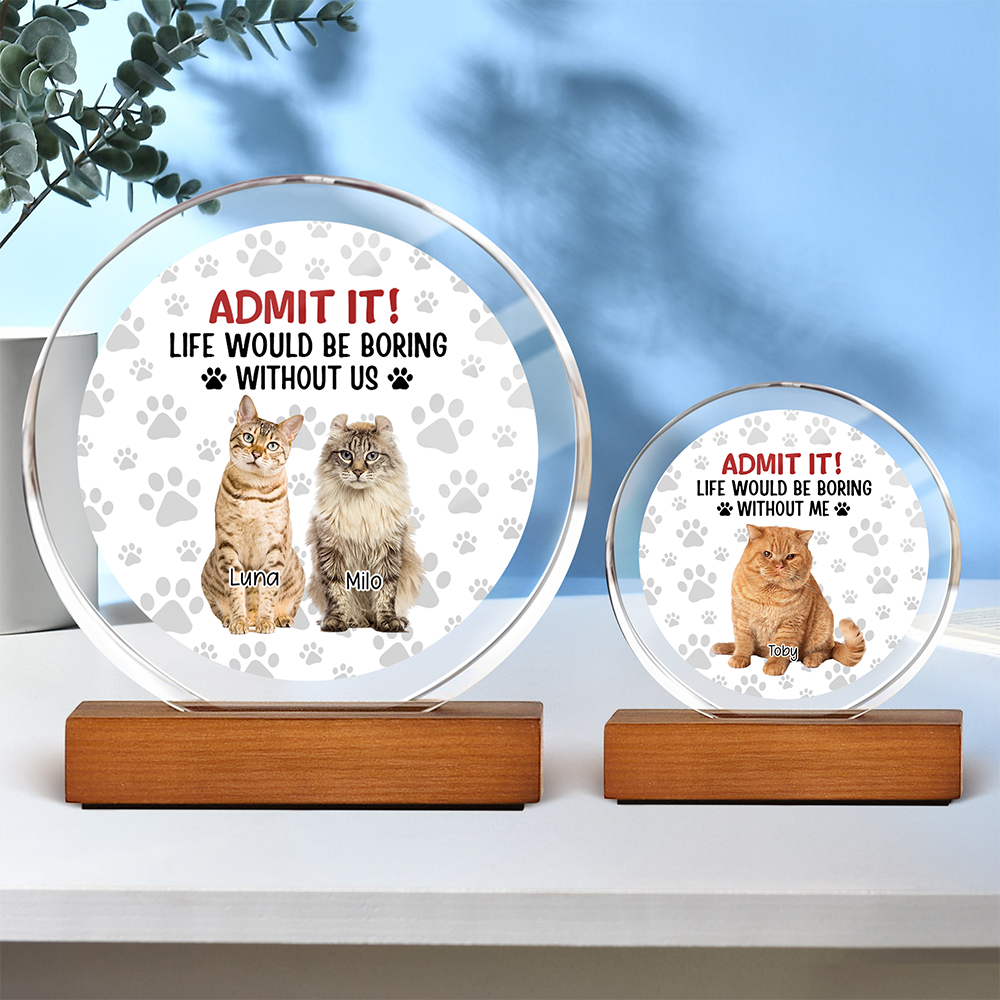 Custom Dog Cat Photo Life Would Be Boring Without Me Round Acrylic Frame Block TH10 894061