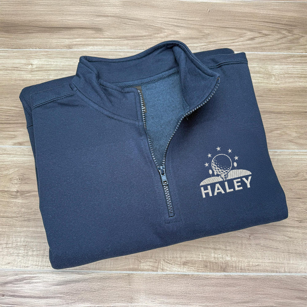 Custom Golf Player Name Embroidered Quarter Zip Sweater CH07 910018