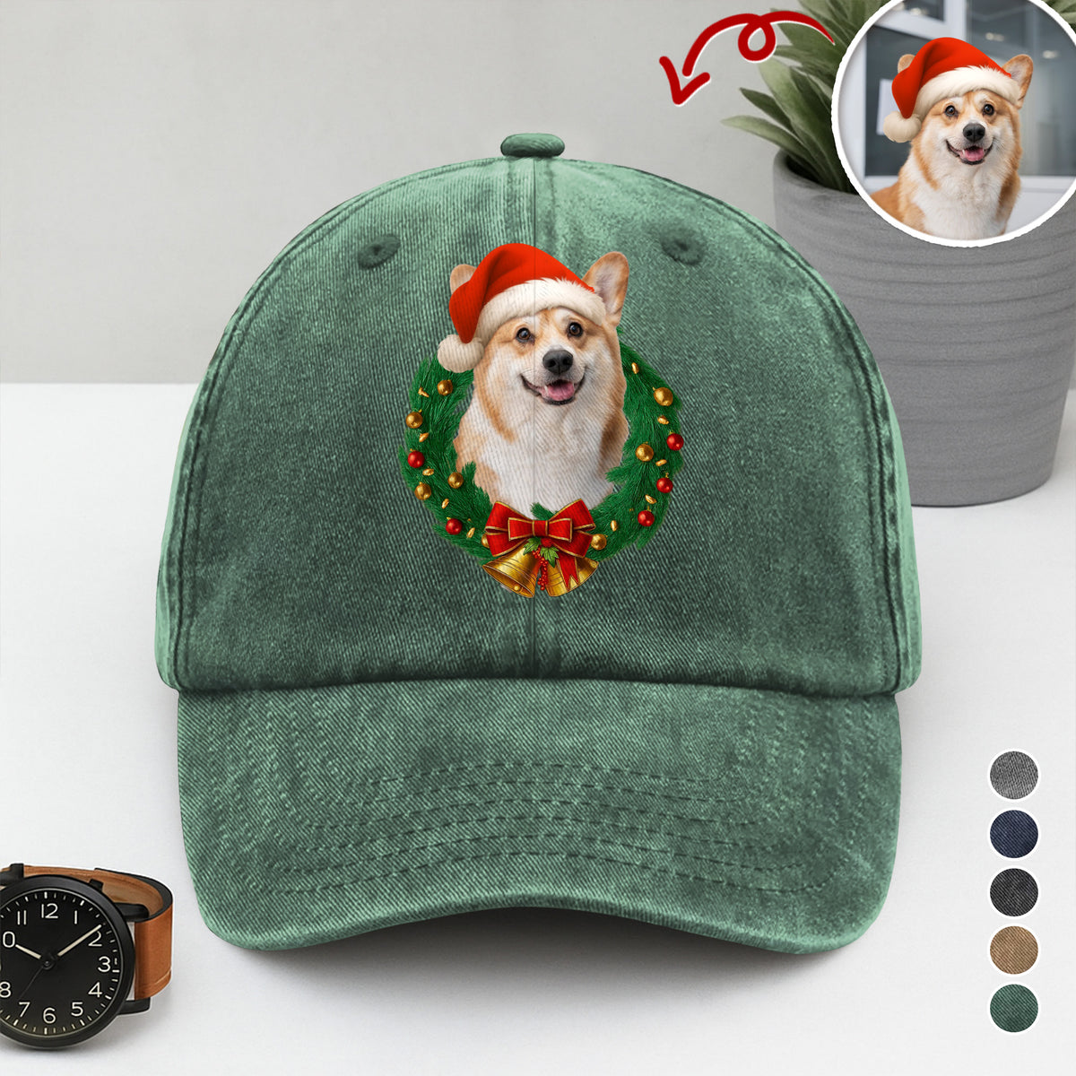 Custom Pet Photo Washed Denim Baseball Cap Christmas Gift For Dog And Cat Lovers HA75 897058