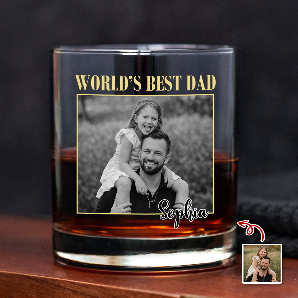 Custom Photo And Name World's Best Dad Whiskey Glass Father’s Day Gift TH10 169847