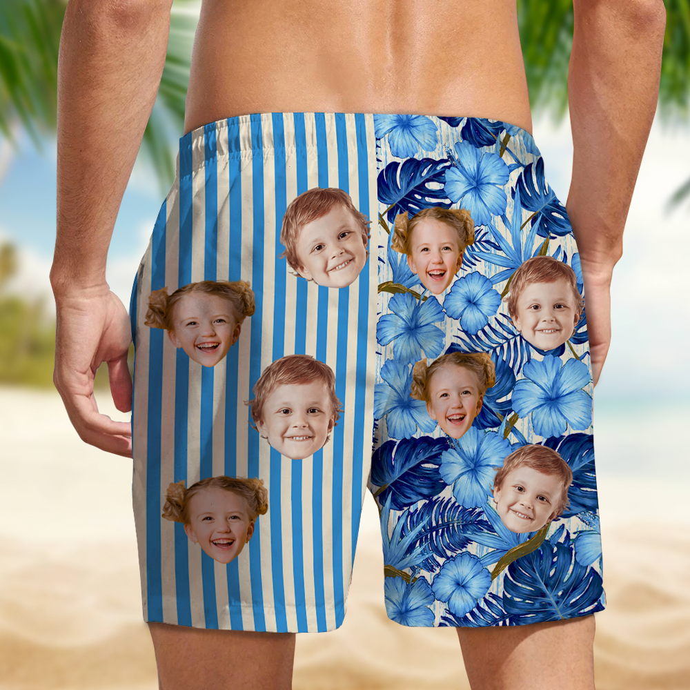 Custom Funny Face Tropical Floral Hawaiian Beach Shorts CH07 911562