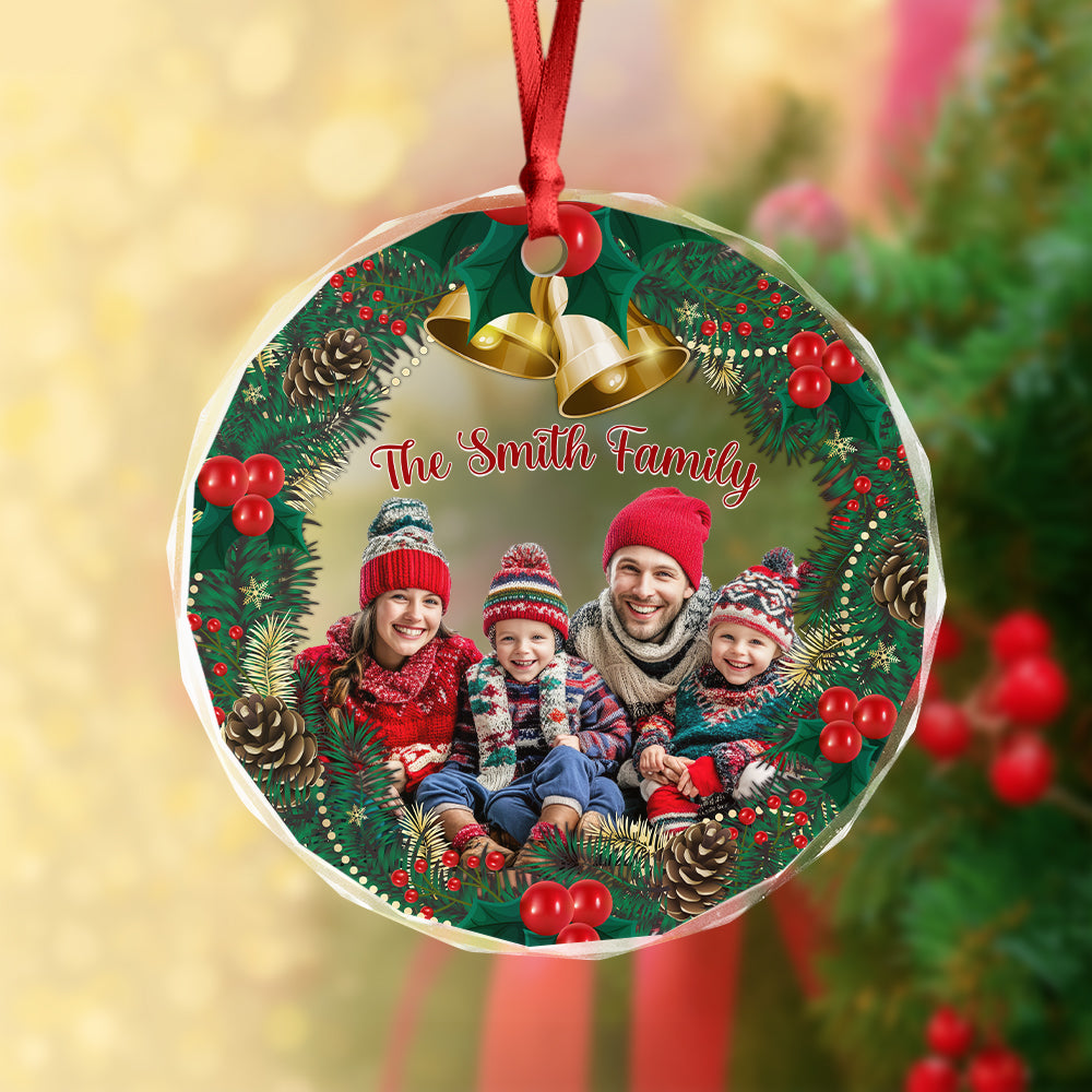 Custom Photo Family Bonds Are Unbreakable Glass Ornament Christmas Gift HA75 897194