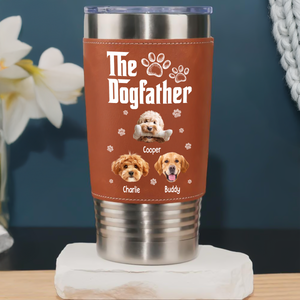 Cool Dog Father - Personalized Custom Leather Tumbler LM32 893697