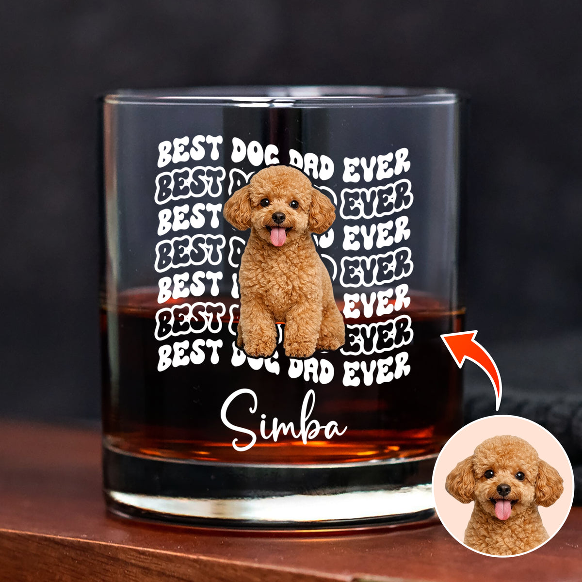 Custom Photo Best Dog Dad Ever Rock Glass - Father’s Day Gift for Dog & Cat Owners HA75 921374