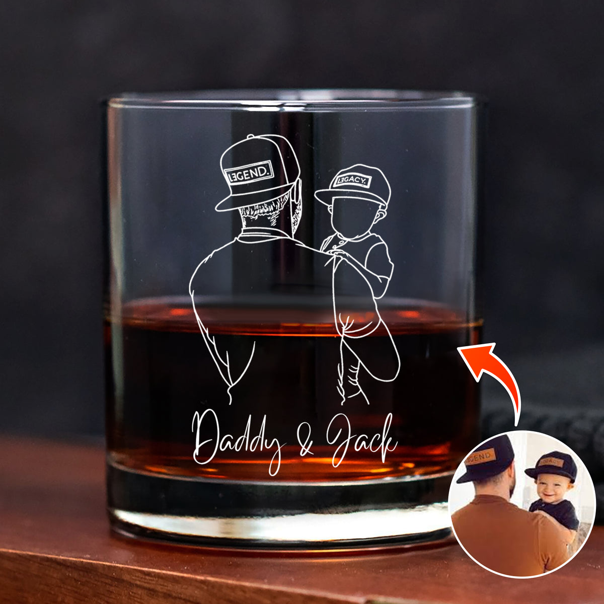 Custom Photo Daddy & Kids Portrait Rock Glass- Personalized Father’s Day Gift LM32 899999