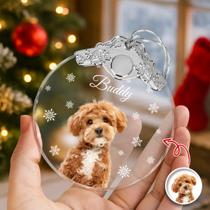 Custom Photo Dog Metal Top Glass Ornament For Christmas TH10 894881