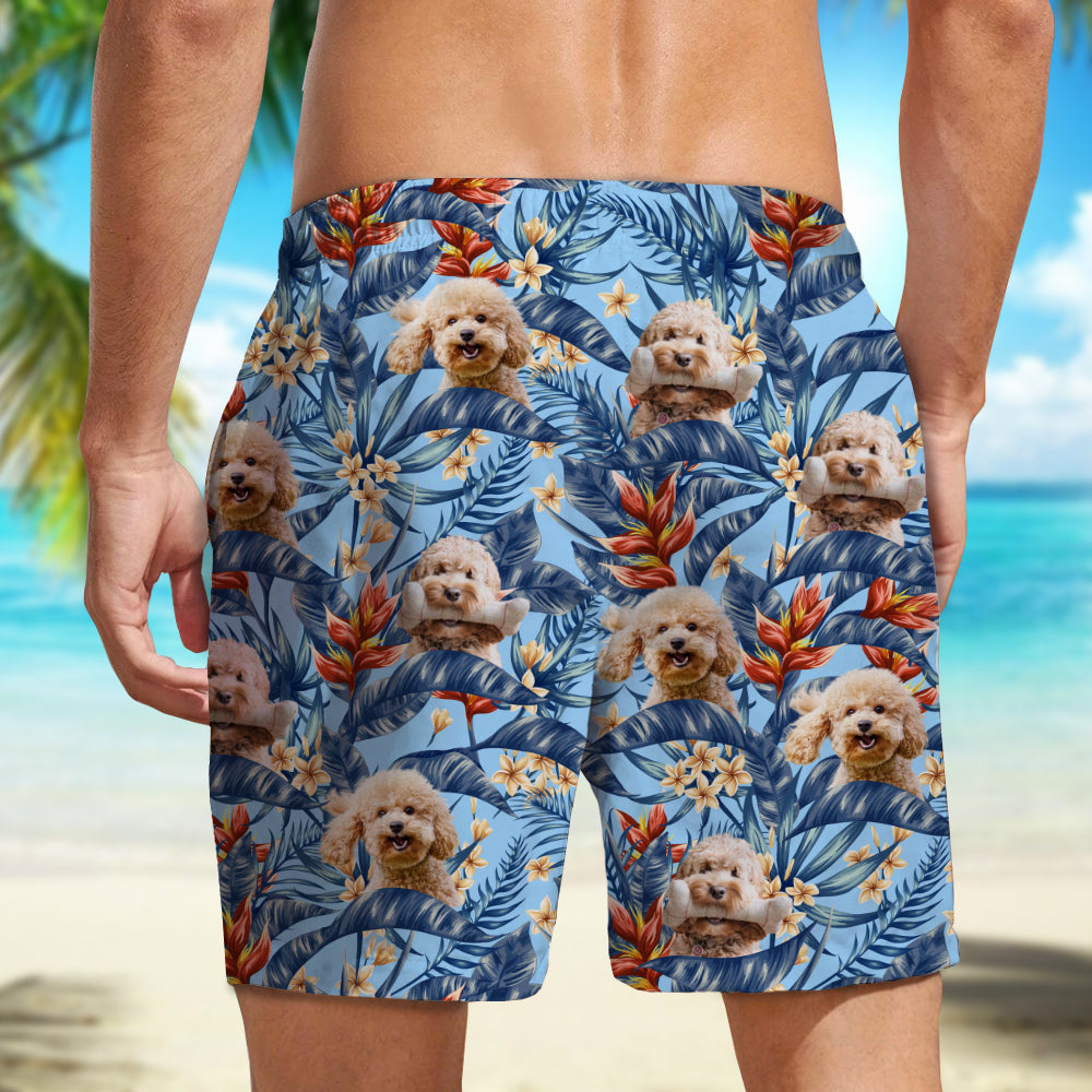 Custom Dog Photo Hawaii In The Air Family Man's Beach Short HO82 894270