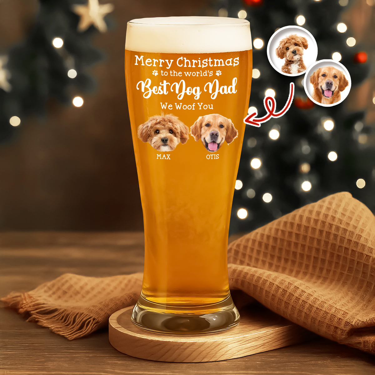 Custom Photo To The World's Best Dog Dad Personalized Pilsner Glass HA75 892754