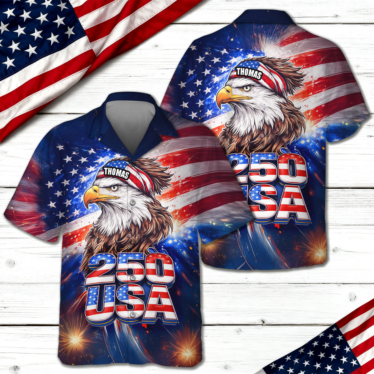 Personalized Name 250 Eagle America Patriotic Hawaii Shirt HA75 921008