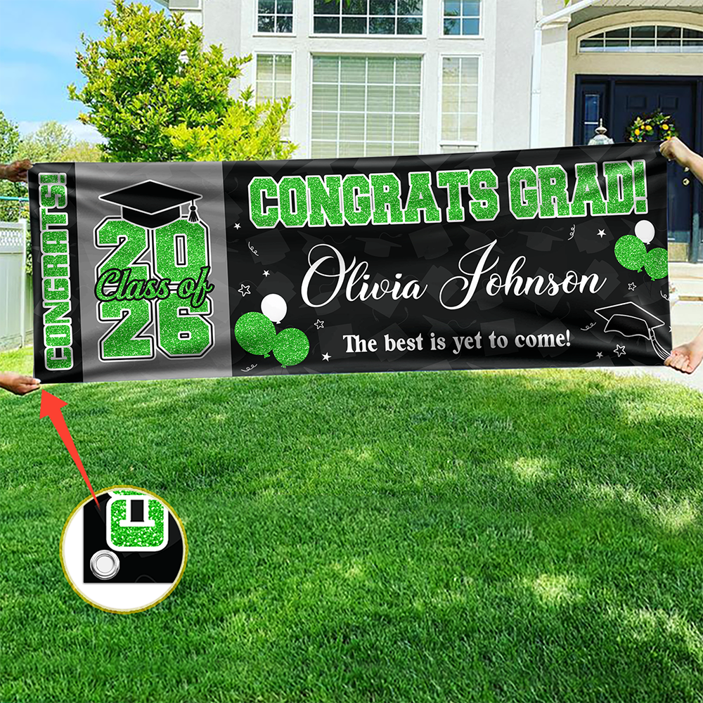 Custom Name Proud Of You Class Of 2026 Glitter Graduation Banner Personalized Party Decorations HO82 901946