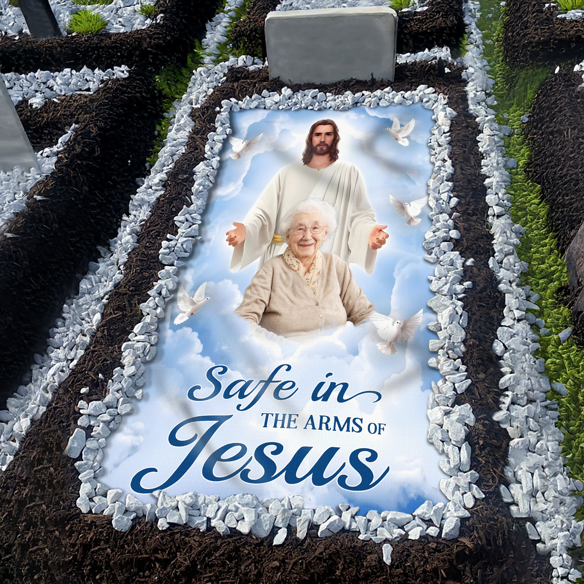 Custom Photo God Has You in His Arms Memorial Grave Blanket HA75 892788