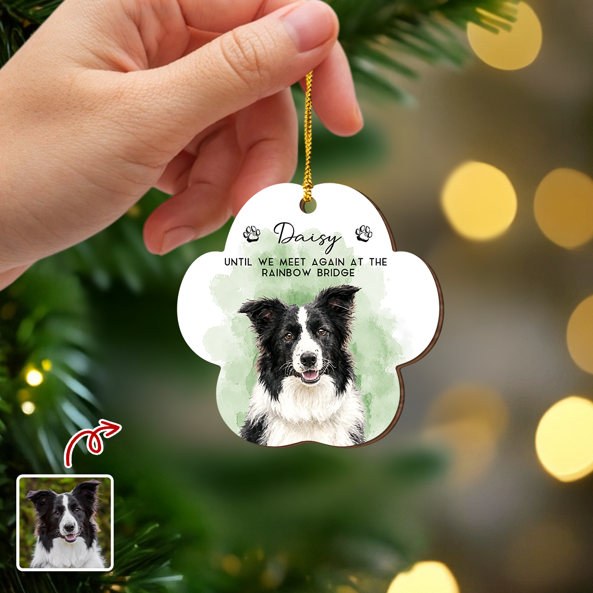 Custom Photo Pet Watercolor Wooden Ornament Loss Of Pet Gift CH07 180278