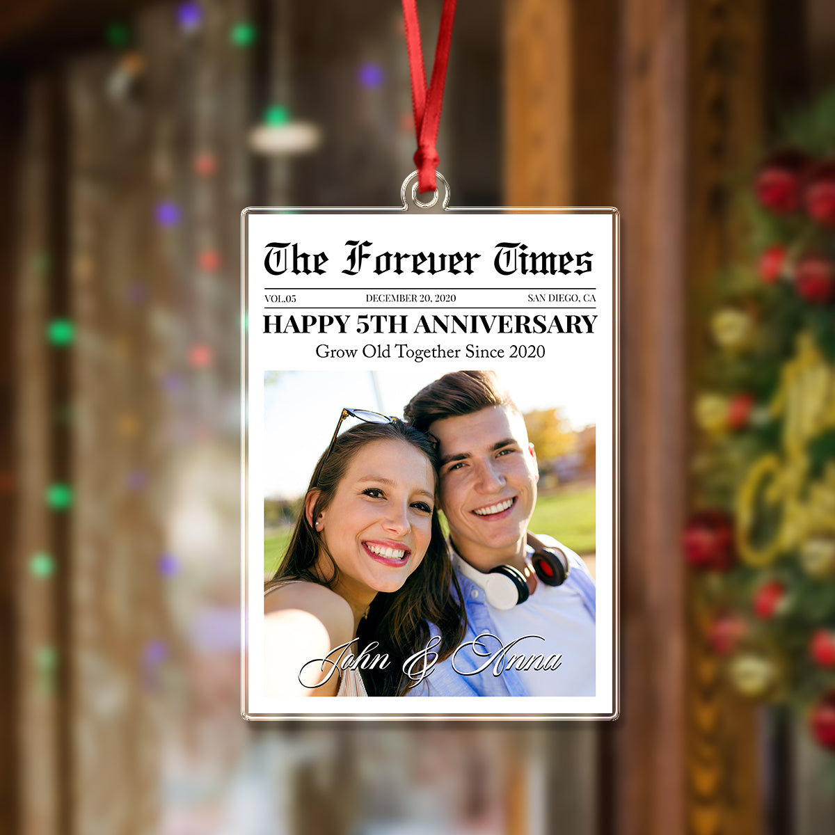 Custom Photo The Forever Times Acrylic Ornament Christmas Gift For Couples HO82 894732