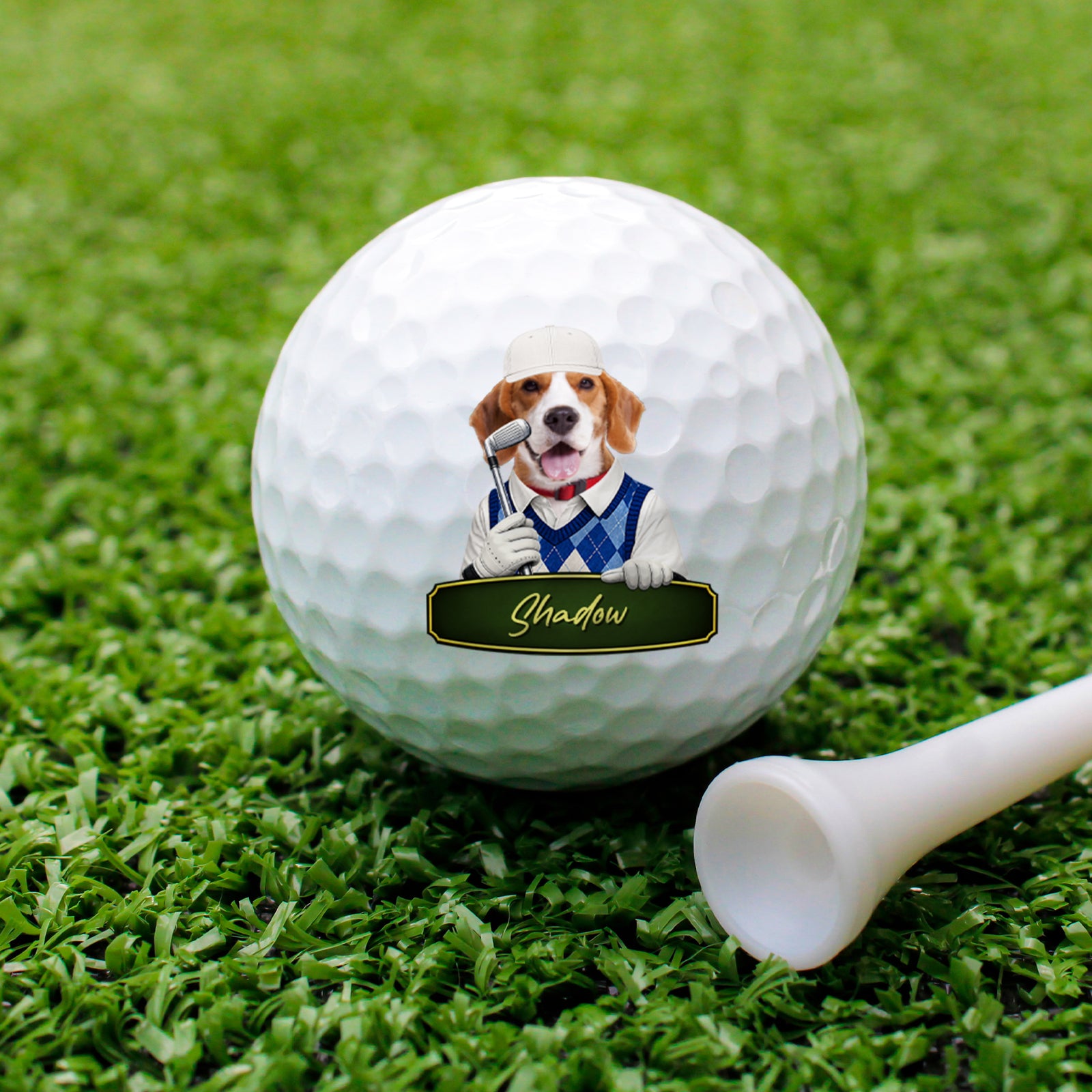 Custom Cute Cartoon Pet Character Photo With Name Golf Ball TH10 169781