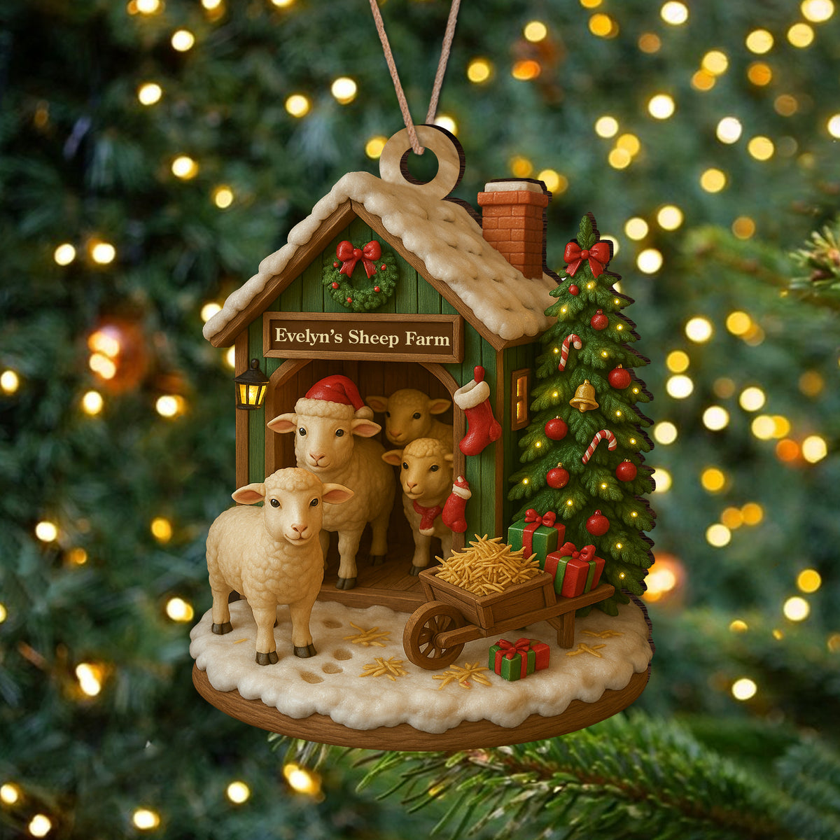 Custom Name Sheep Farm Wood Ornament – Christmas Gifts for Women & Men LM32 895617