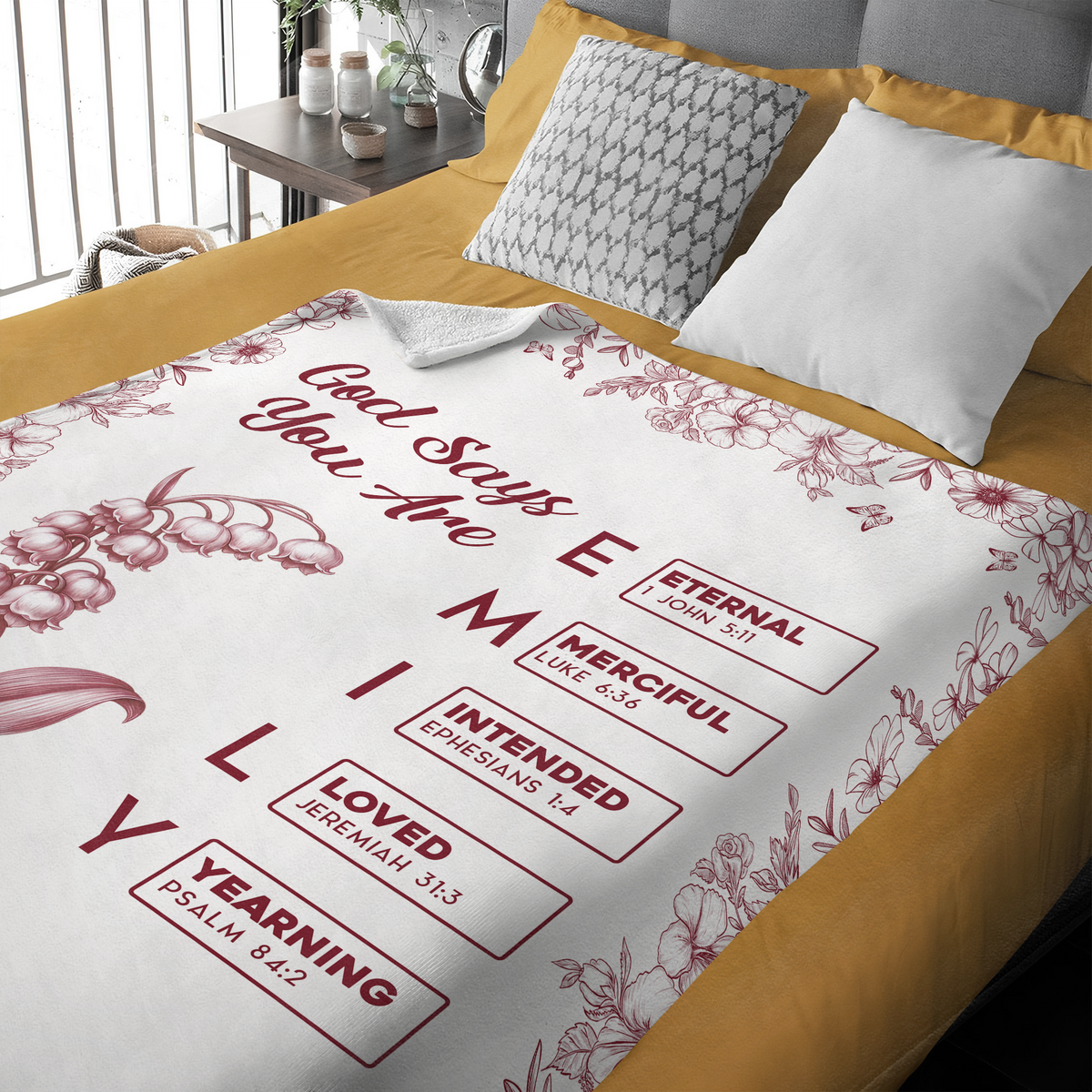 God Says I Am Name Letter In Bible Toile De Jouy Style - Personalized Blanket CH07 896956