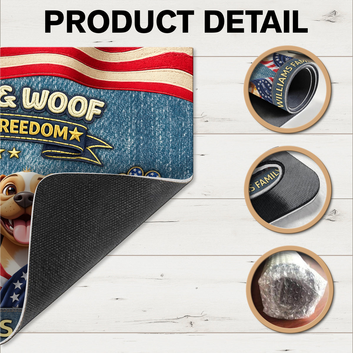 Custom 3D America Dog Red White Woof Doormat – Patriotic 250 Years of Freedom LM32 899221