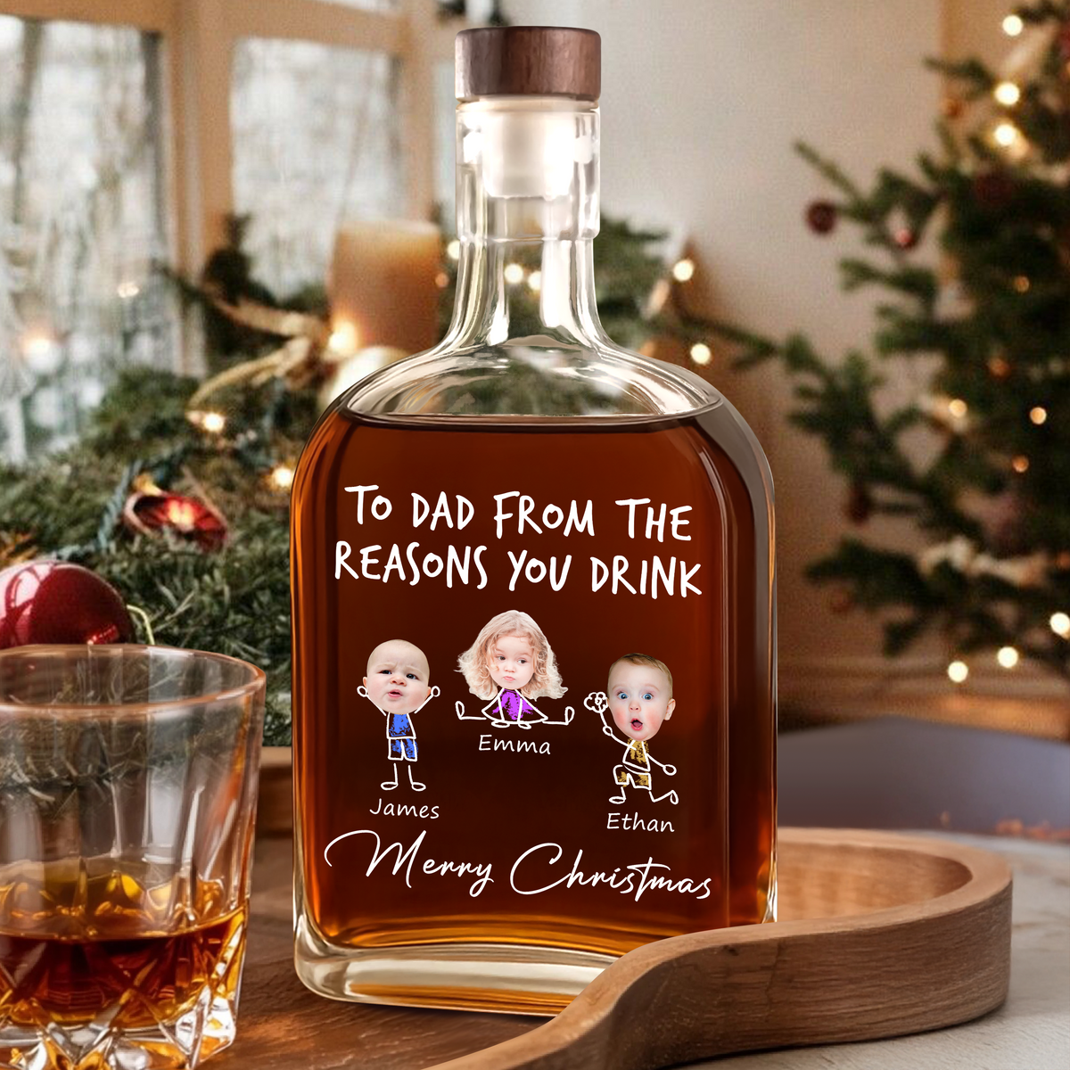 Custom Photo From The Reasons You Drink Christmas Whiskey Bottle LM32 893857