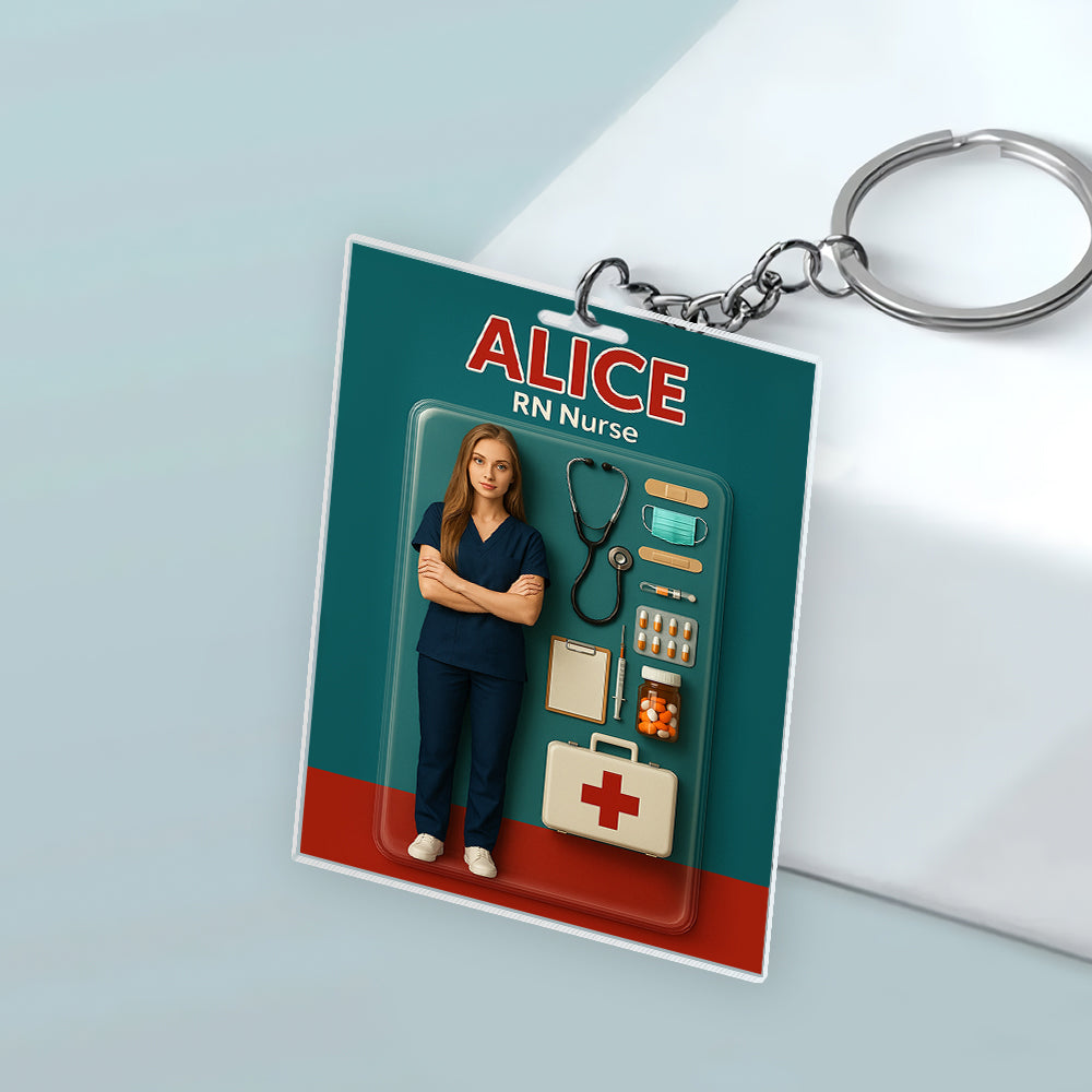 Custom Photo 3D Effect Nurse Figure Acrylic Keychain HO82 893912