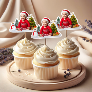 Custom Photo Cute Baby Christmas Cupcake Topper CH07 899770