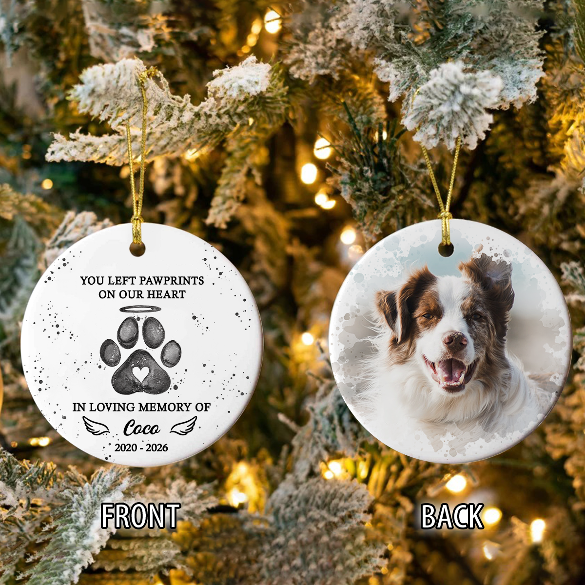 Custom Dog Photo No Longer By My Side Forever In My Heart Memorial Ceramic Ornament HO82 903612