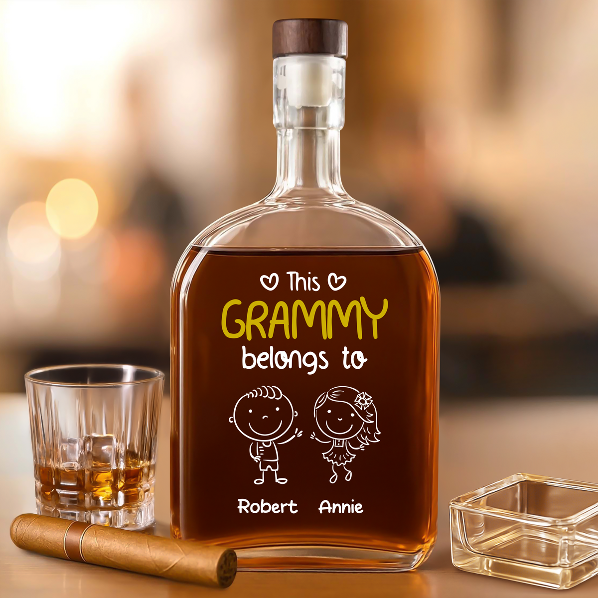 This Grandpa Belongs To Us - Personalized Custom Whiskey Bottle HO82 894470