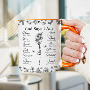 God Says You Are Christian Gift Toile De Jouy Birth Flower Accent Mug HO82 894650