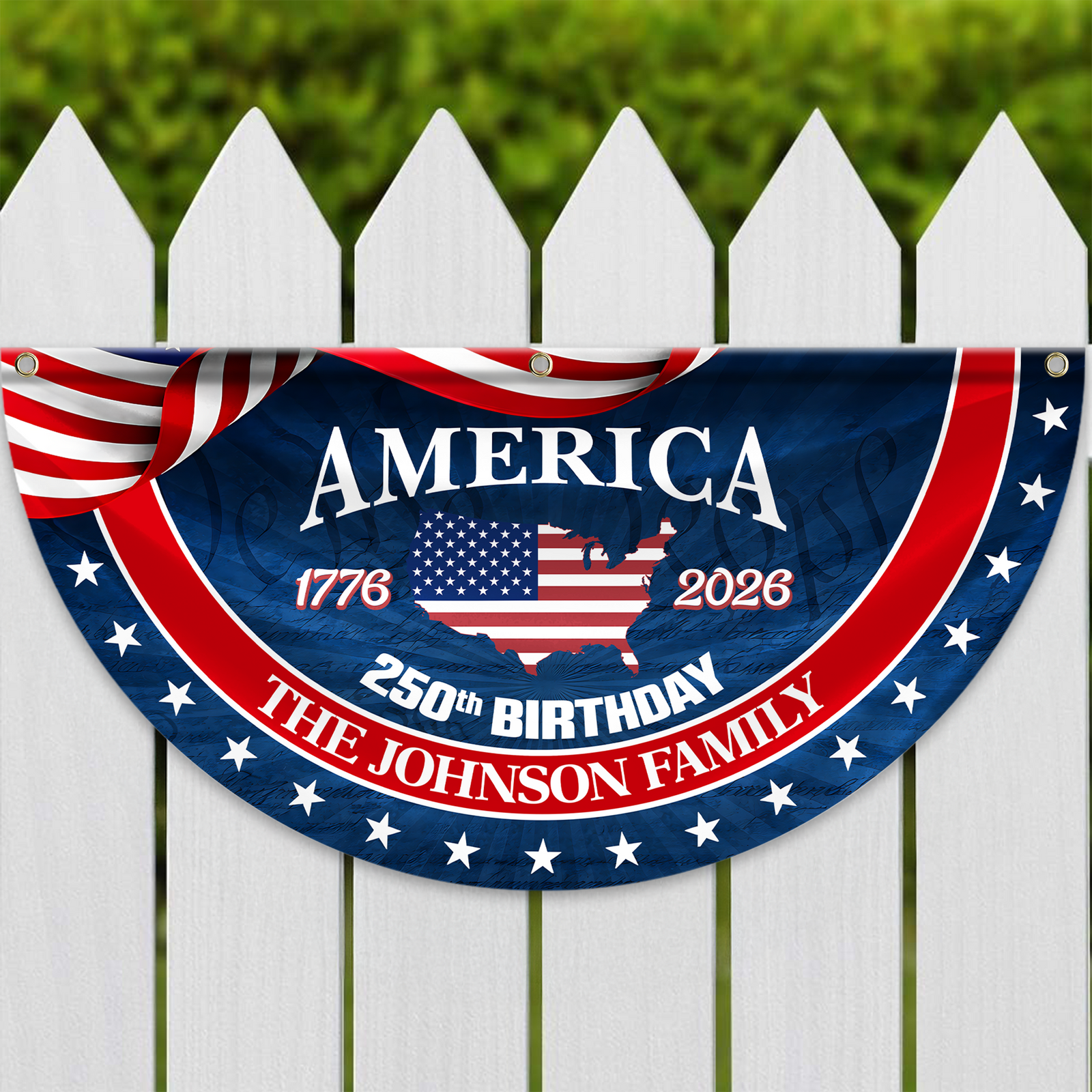 Custom Family Name America 1776-2026 Non-Pleated Fan Flag HA75 920366