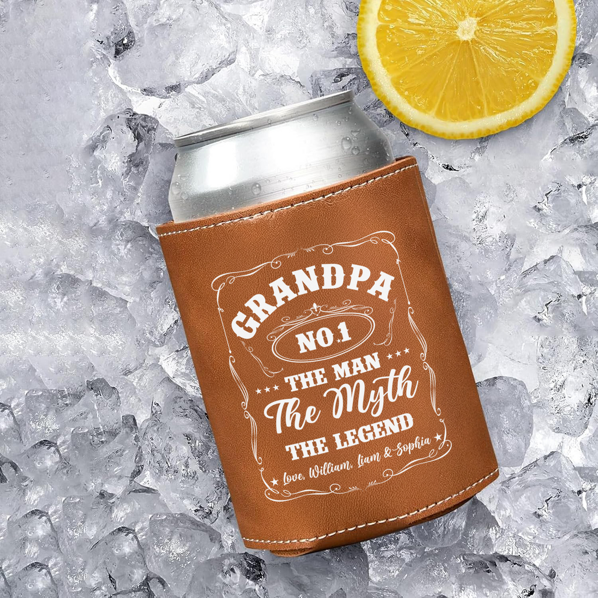 The Man The Myth The Legend Leather Can Cooler Holder Gift For Dad TH10 894091