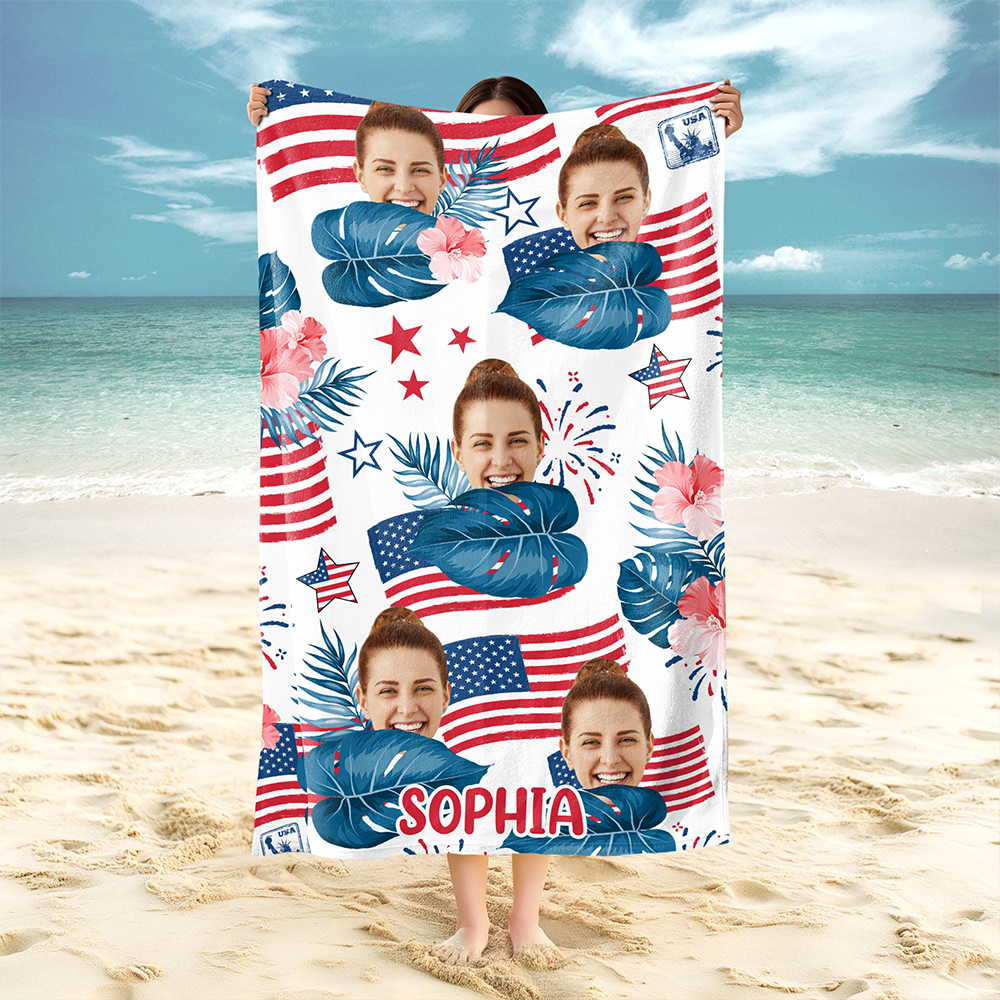 Custom Independence Day Photo Beach Towel CH07 895800