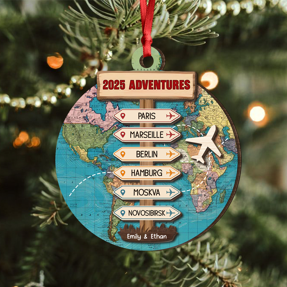 Personalized Travel Adventure 2 Layer Wooden Ornament LM32 895445