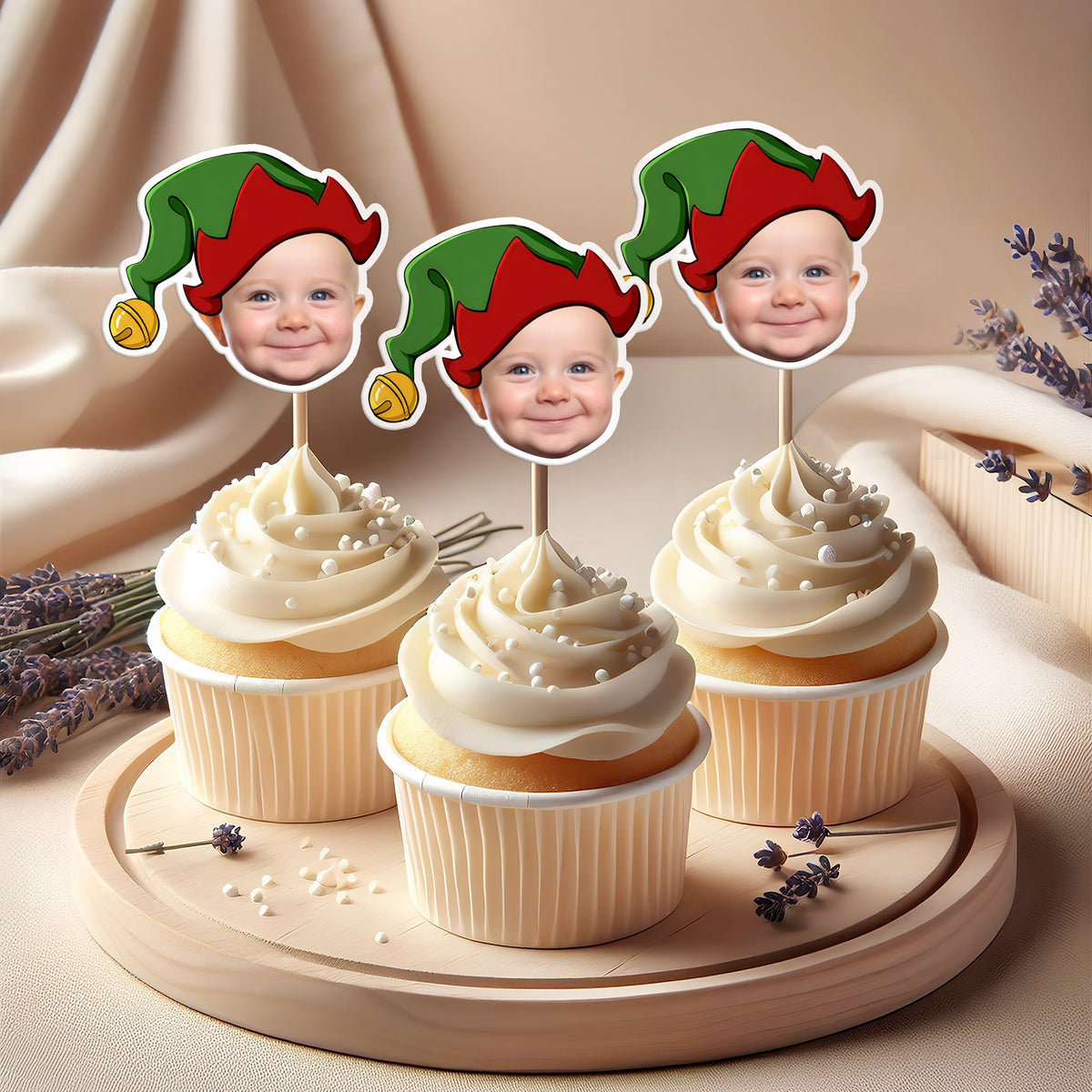 Custom Photo Cute Cupcake Topper Christmas Gift For Family TH10 894749