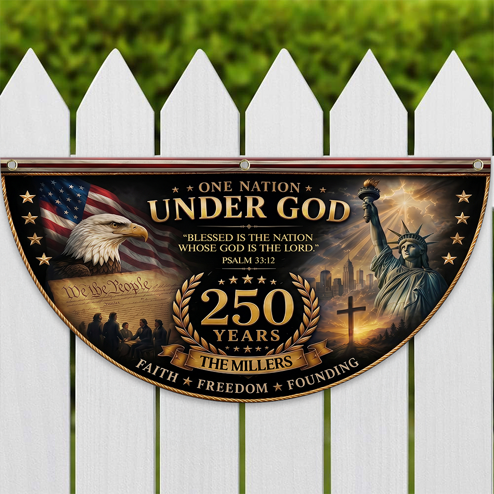 Personalized One Nation Under God 250th Anniversary  Non-Pleated Fan Flag LM32 669259