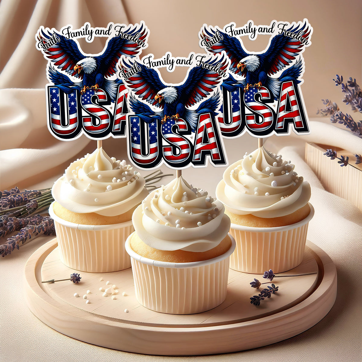 Faith, Family & Freedom 250 Years America Cupcake Topper HA75 898836