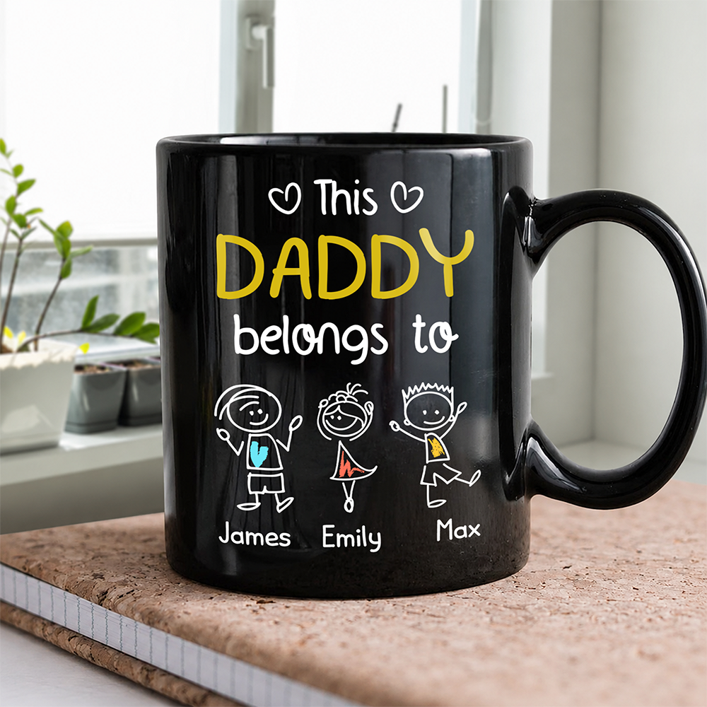 Personalized This Papa Belongs To Us Black Mug Gift For Father’s Day HA75 921444