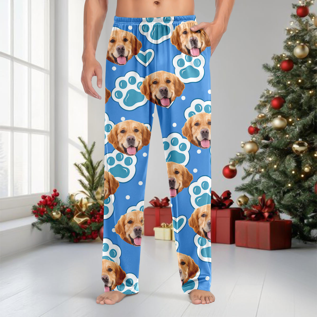 Custom Cute Dog Cat Face Pink Heart Pawprints Design Sweatpants LM32 897411