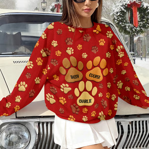 Personalized Custom Name On Paw 3D Effect Ugly Sweater For Dog Lover TH10 896453