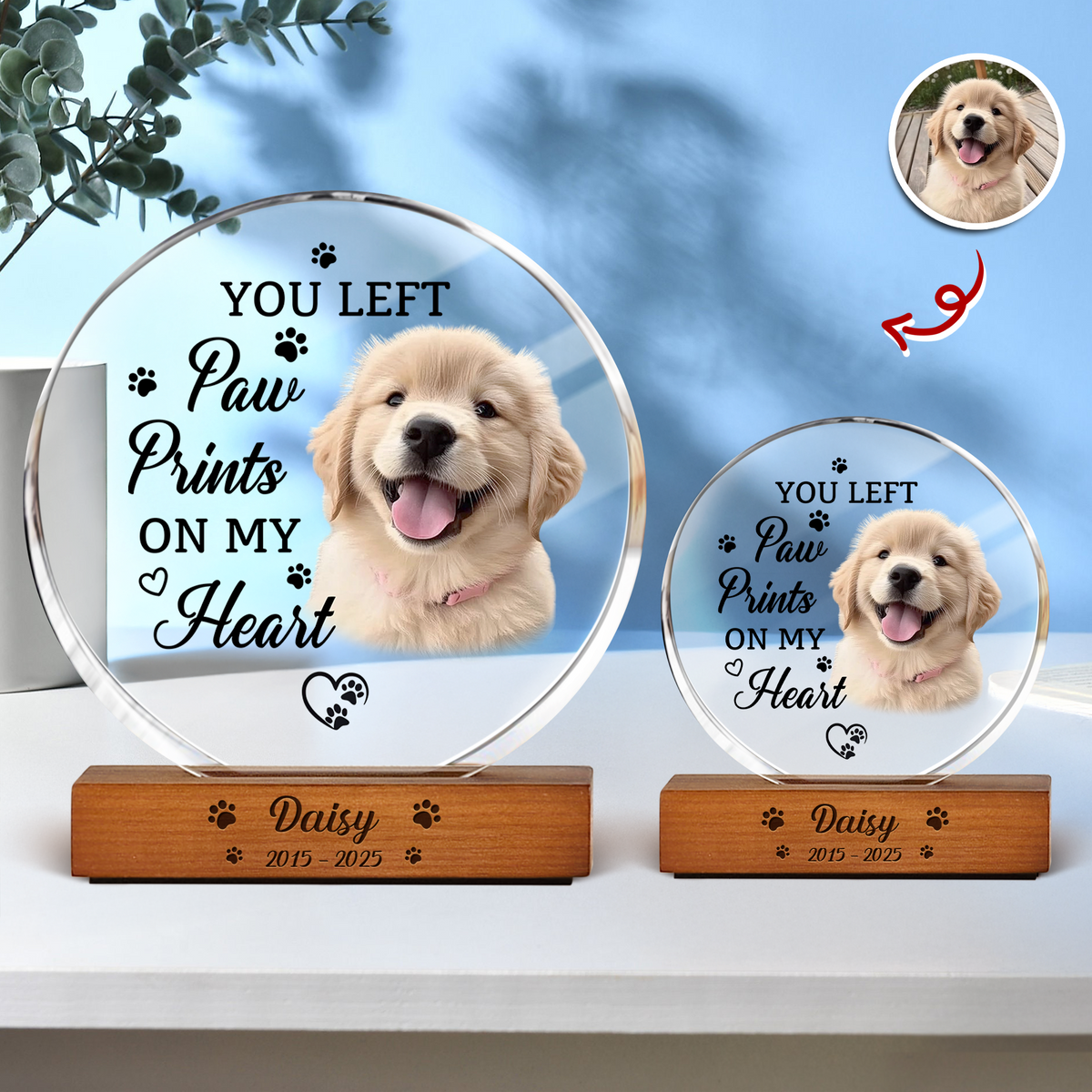 Custom Photo Memorial Once By My Side Forever In My Heart Round Acrylic Frame Block HA75 898016
