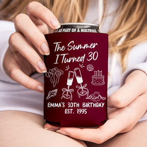 Personalized The Summer I Turned Thirty Birthday Print Full Can Cooler HA75 897030